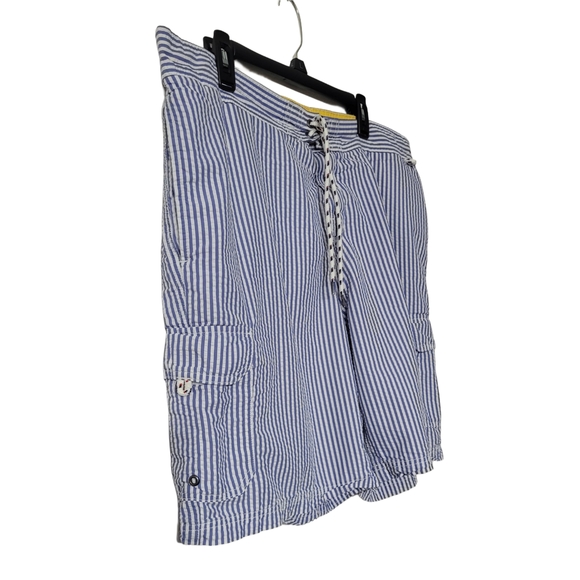 Lands' End Cargo Swim Shorts Blue and White Pinstripe Size XL - Picture 2 of 6